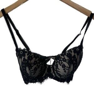 Victoria's Secret Dream Angels Black Lace Lined Demi Bra Sexy Lingerie 32D